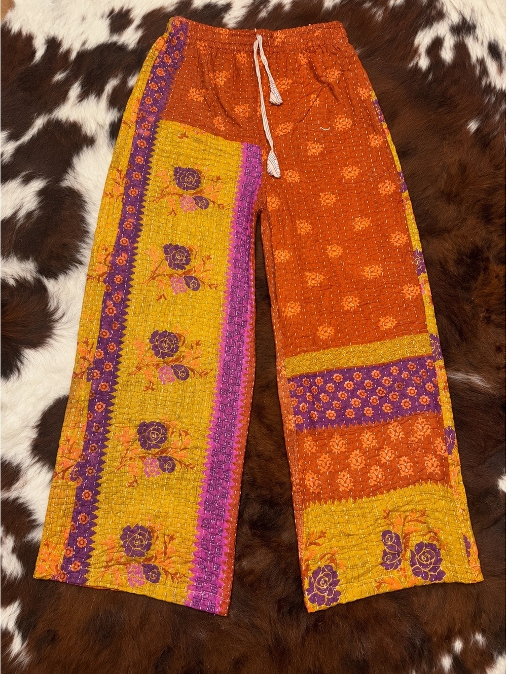 NEW “Golden Sunset” Reversible Kantha Pants — One Size